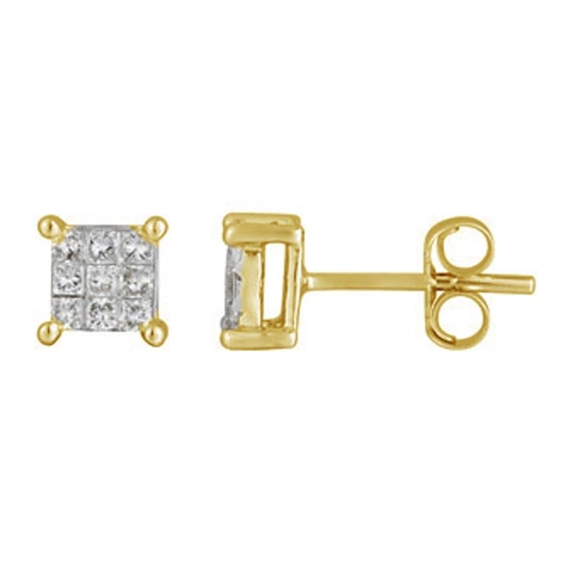 0.29 Ctw Diamond 14k Yellow Gold Womens Diamond Earrings