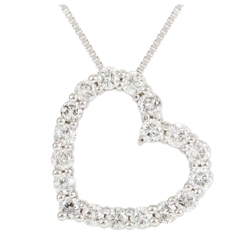 0.49 Ctw Diamond 14k White Gold Round Shape Womens Diamond Necklace Pendant With 16 Inch Chain