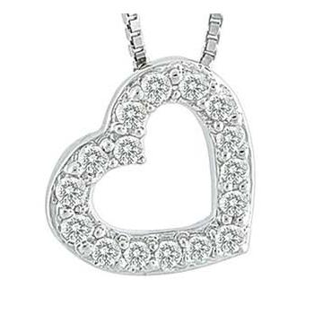 0.09 Ctw Diamond 14k White Gold Round Shape Womens Diamond Necklace Pendant With 16 Inch Chain