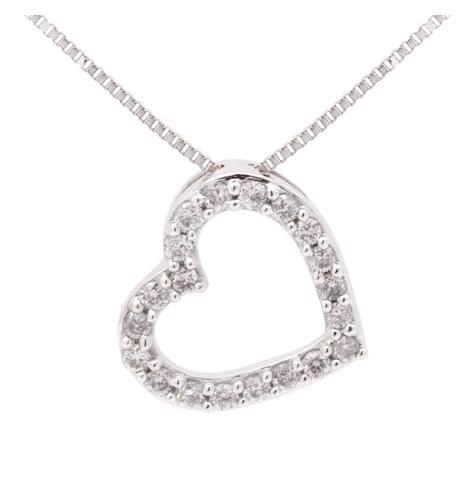 0.14 Ctw Diamond 14k White Gold Round Shape Womens Diamond Necklace Pendant With 16 Inch Chain