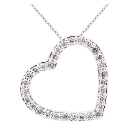 0.32 Ctw Diamond 14k White Gold Round Shape Womens Diamond Necklace Pendant With 16 Inch Chain