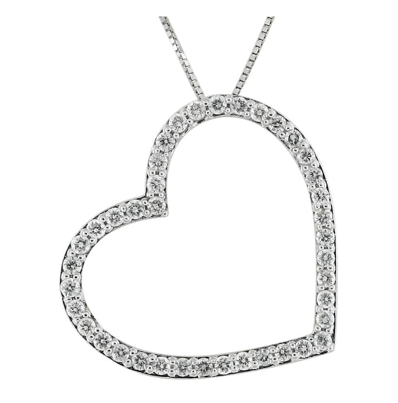 0.49 Ctw Diamond 14k White Gold Round Shape Womens Diamond Necklace Pendant With 16 Inch Chain