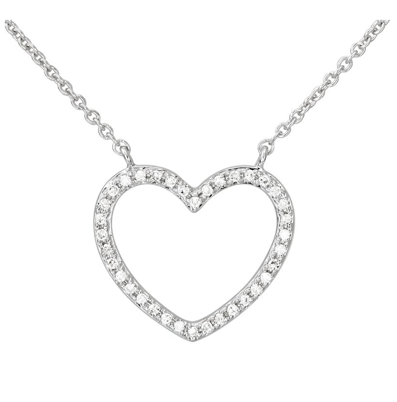 0.11 Ctw Diamond 14k White Gold Round Shape Womens Diamond Necklace