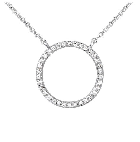 0.1 Ctw Diamond 14k White Gold Round Shape Womens Diamond Necklace