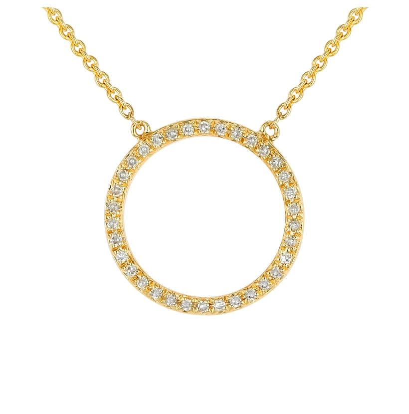 0.1 Ctw Diamond 14k Yellow Gold Round Shape Womens Diamond Necklace