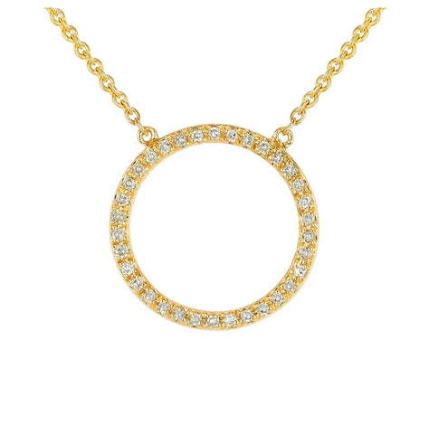 0.1 Ctw Diamond 14k Yellow Gold Round Shape Womens Diamond Necklace