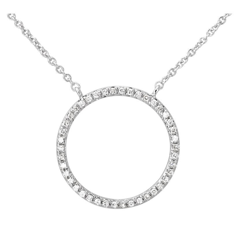 0.13 Ctw Diamond 14k White Gold Round Shape Womens Diamond Necklace