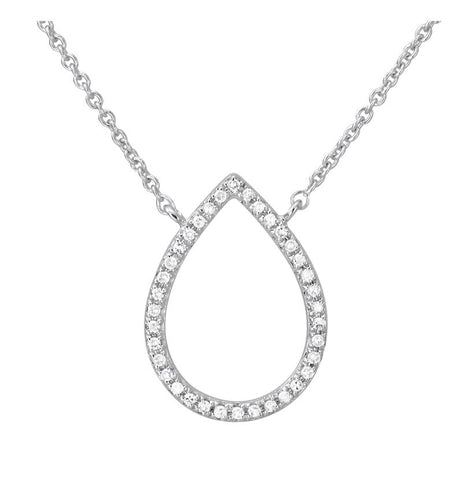 0.11 Ctw Diamond 14k White Gold Round Shape Womens Diamond Necklace