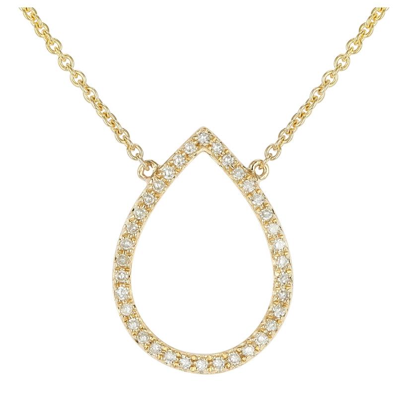 0.11 Ctw Diamond 14k Yellow Gold Round Shape Womens Diamond Necklace