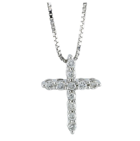 0.09 Ctw Diamond 14k White Gold Round Shape Womens Diamond Necklace