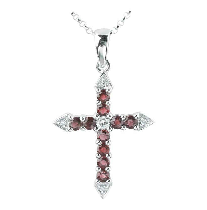 0.04 Ctw Diamond 14k White Gold Ruby Round Shape Womens Gemstone Necklace Pendant With 16 Inch Chain