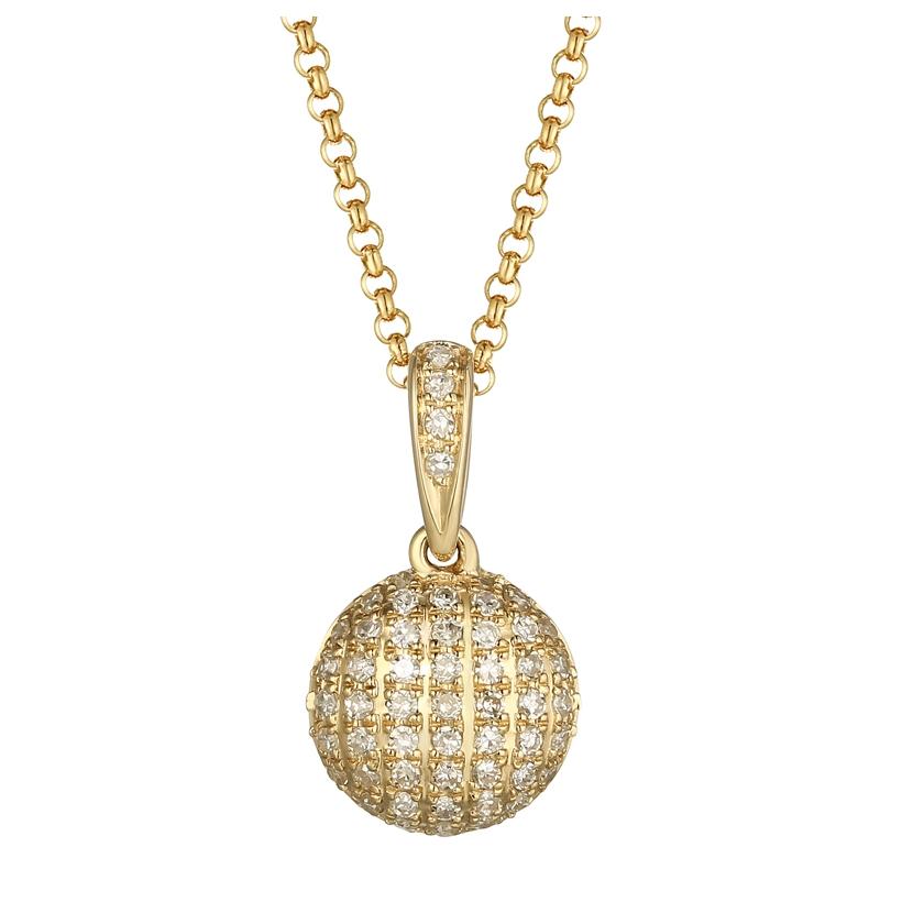 0.15 Ctw Diamond 14k Yellow Gold Round Shape Womens Diamond Necklace Pendant With 16 Inch Chain