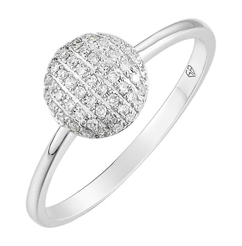 0.14 Ctw Diamond 14k White Gold Round Shape Womens Diamond Ring