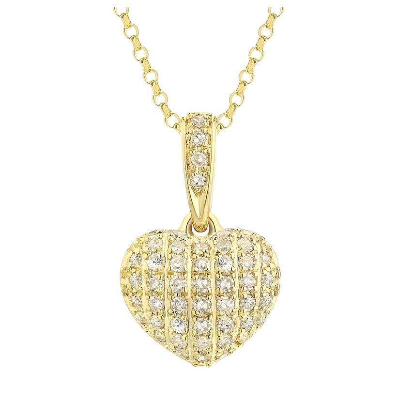 0.13 Ctw Diamond 14k Yellow Gold Round Shape Womens Diamond Necklace Pendant With 16 Inch Chain