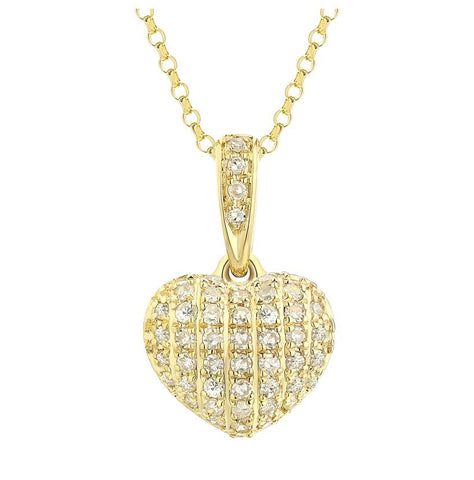 0.13 Ctw Diamond 14k Yellow Gold Round Shape Womens Diamond Necklace Pendant With 16 Inch Chain