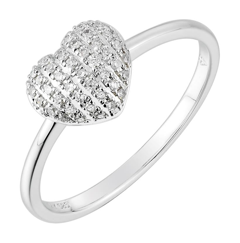 0.12 Ctw Diamond 14k White Gold Round Shape Womens Diamond Ring