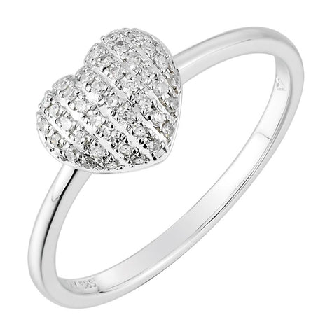 0.12 Ctw Diamond 14k White Gold Round Shape Womens Diamond Ring