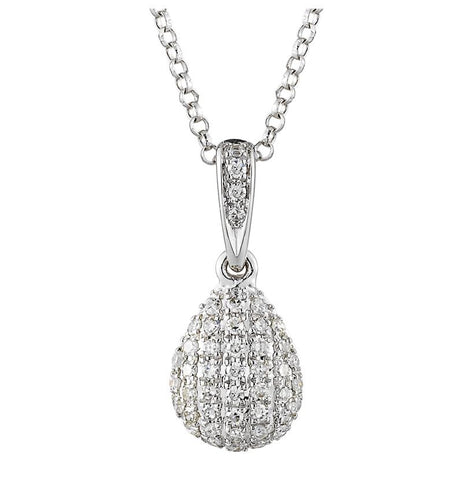 0.12 Ctw Diamond 14k White Gold Round Shape Womens Diamond Necklace Pendant With 16 Inch Chain