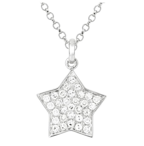 0.12 Ctw Diamond 14k White Gold Round Shape Womens Diamond Necklace Pendant With 16 Inch Chain