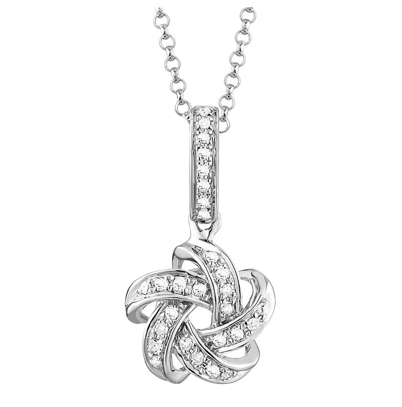 0.07 Ctw Diamond 14k White Gold Round Shape Womens Diamond Necklace Pendant With 16 Inch Chain