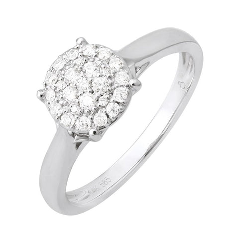 0.2 Ctw Diamond 14k White Gold Round Shape Womens Diamond Ring