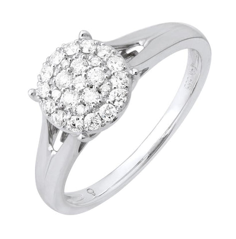 0.2 Ctw Diamond 14k White Gold Round Shape Womens Diamond Ring