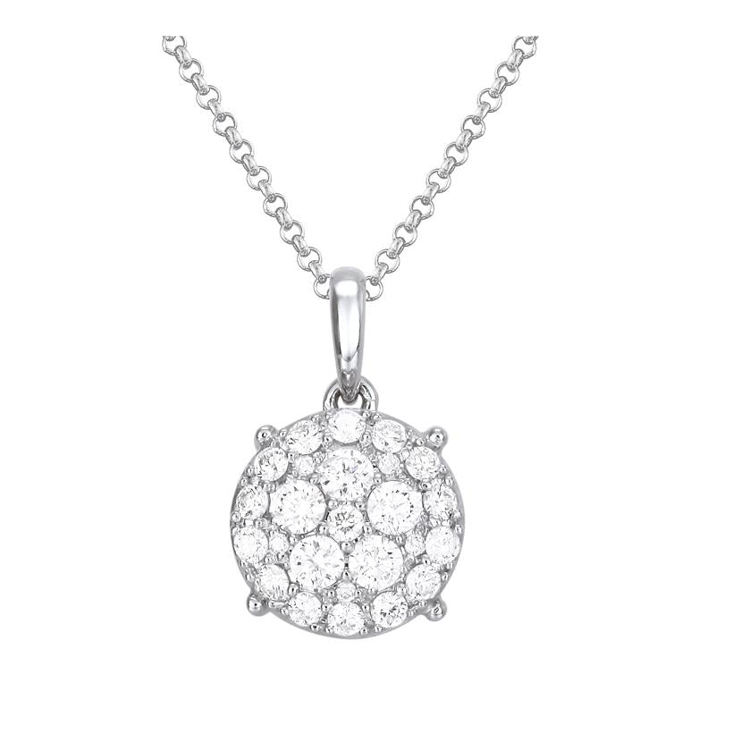 0.43 Ctw Diamond 14k White Gold Round Shape Womens Diamond Necklace Pendant With 16 Inch Chain