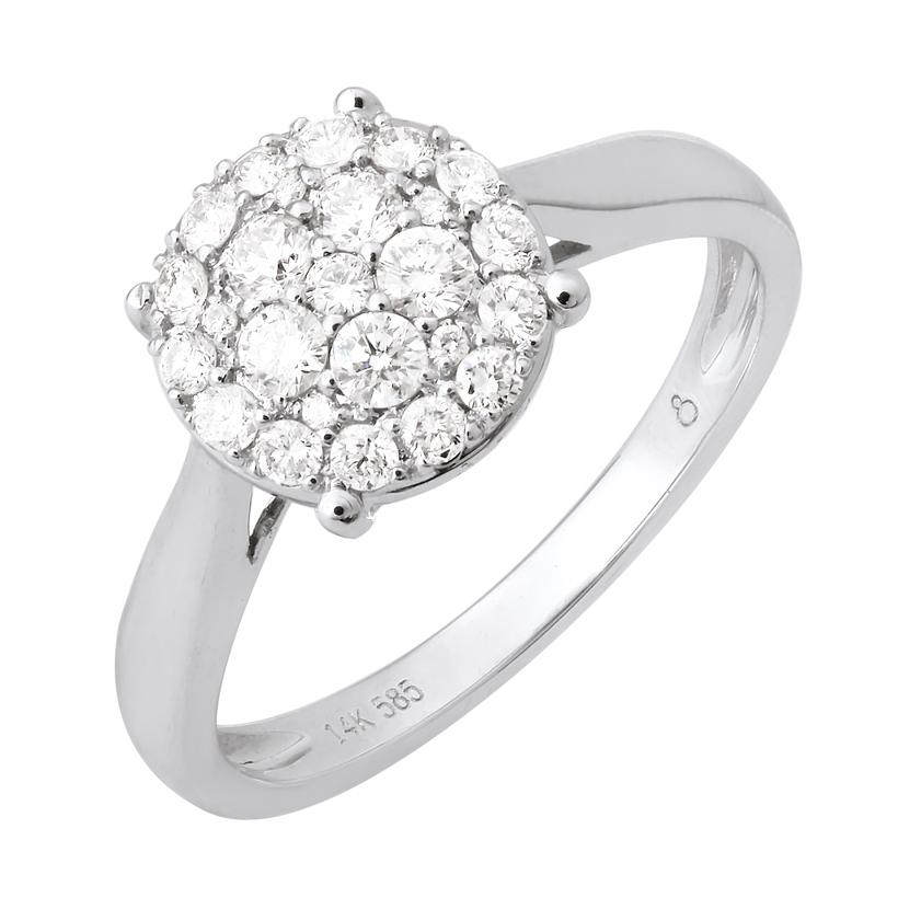 0.44 Ctw Diamond 14k White Gold Round Shape Womens Diamond Ring