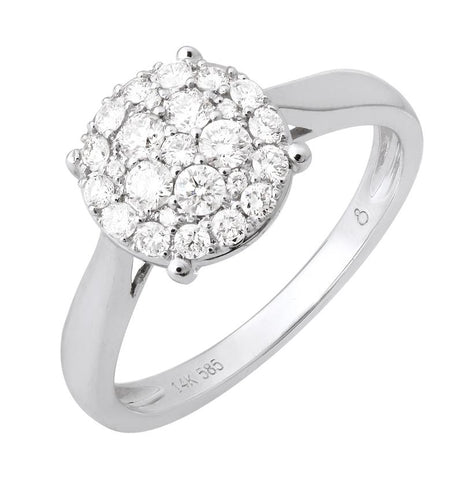 0.44 Ctw Diamond 14k White Gold Round Shape Womens Diamond Ring