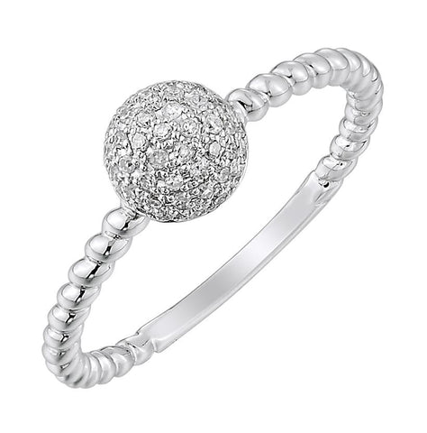 0.15 Ctw Diamond 14k White Gold Round Shape Womens Diamond Ring