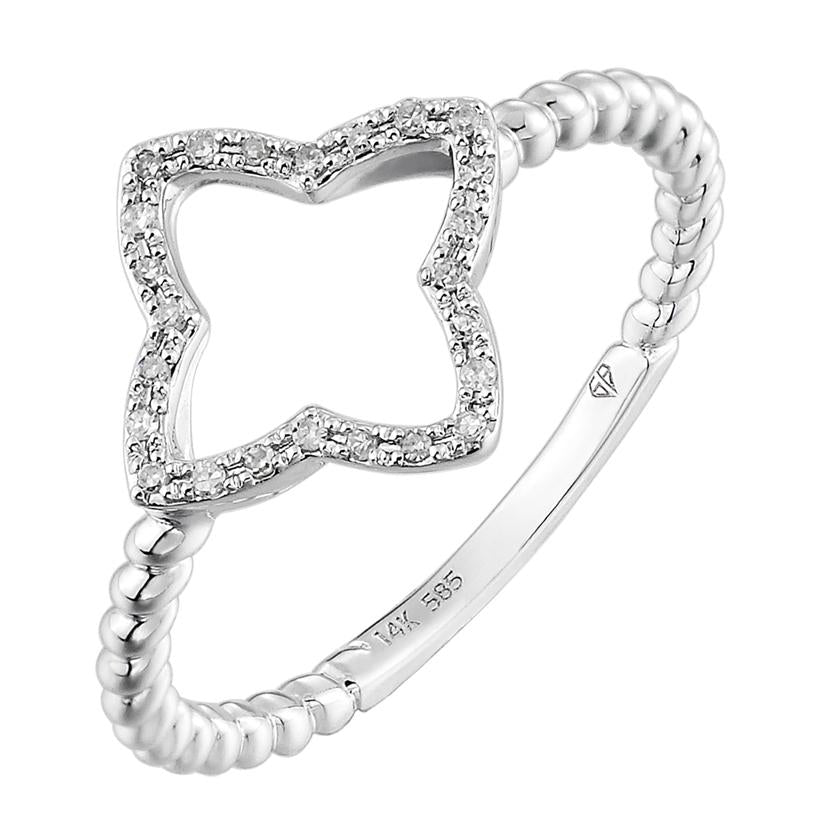 0.06 Ctw Diamond 14k White Gold Round Shape Womens Diamond Ring