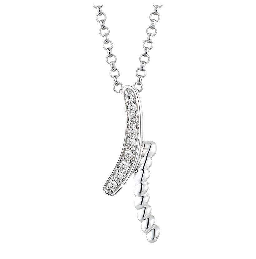 0.03 Ctw Diamond 14k White Gold Round Shape Womens Diamond Necklace Pendant With 16 Inch Chain