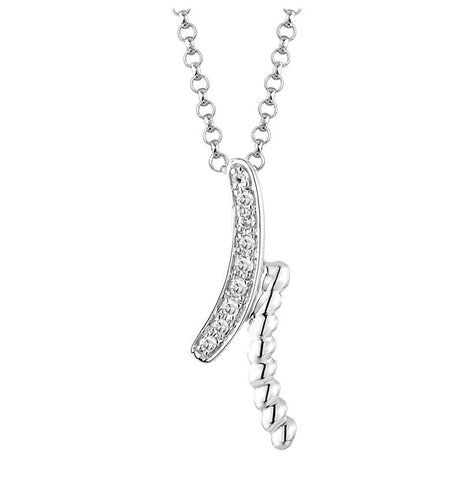 0.03 Ctw Diamond 14k White Gold Round Shape Womens Diamond Necklace Pendant With 16 Inch Chain