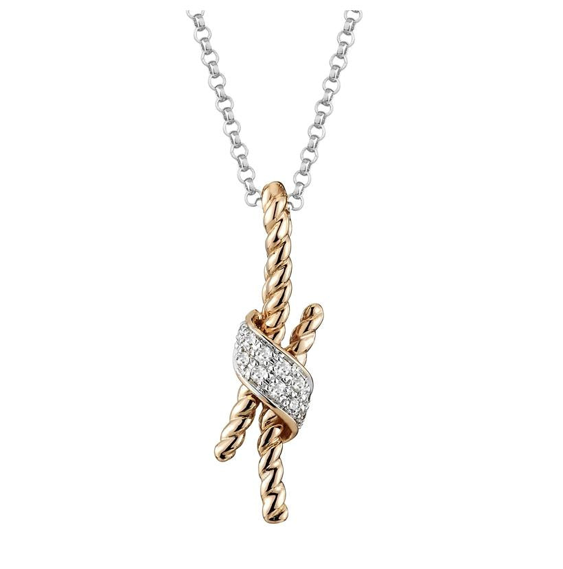 0.04 Ctw Diamond 14k Two Tone Gold Womens Diamond Necklace Pendant With 16 Inch Chain