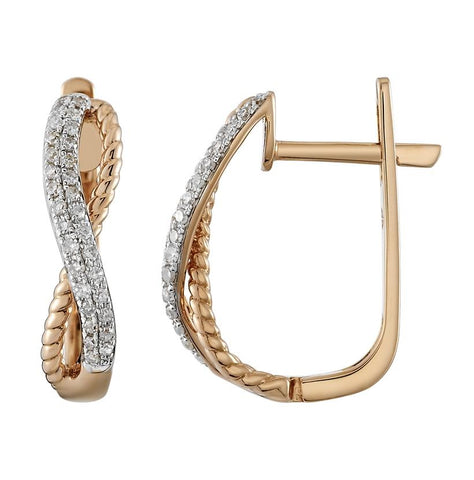 0.19 Ctw Diamond 14k Rose Gold Round Shape Womens Diamond Earrings