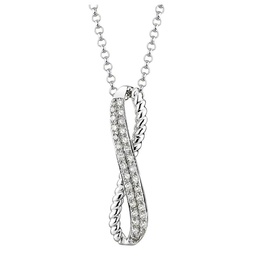 0.09 Ctw Diamond 14k White Gold Round Shape Womens Diamond Necklace Pendant With 16 Inch Chain