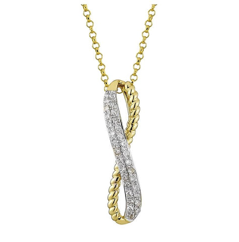 0.09 Ctw Diamond 14k Yellow Gold Round Shape Womens Diamond Necklace Pendant With 16 Inch Chain