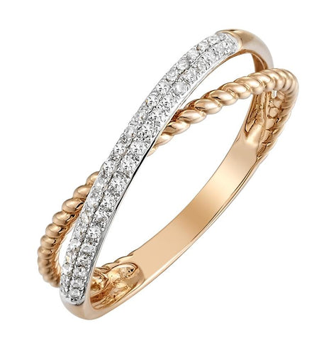 0.12 Ctw Diamond 14k Rose Gold Round Shape Womens Diamond Ring