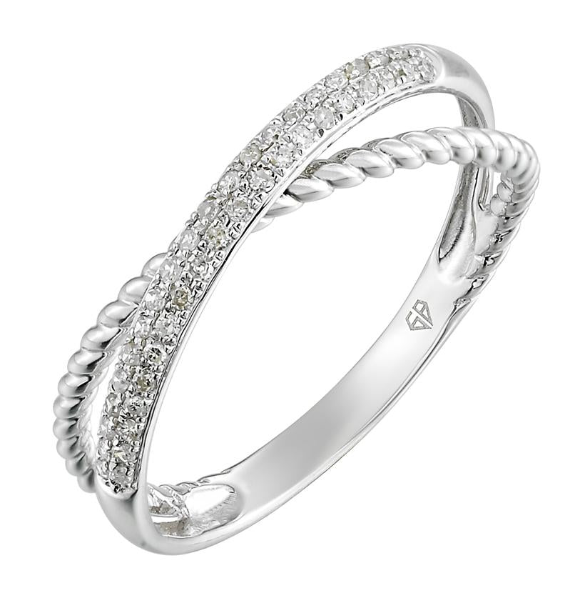 0.12 Ctw Diamond 14k White Gold Round Shape Womens Diamond Ring
