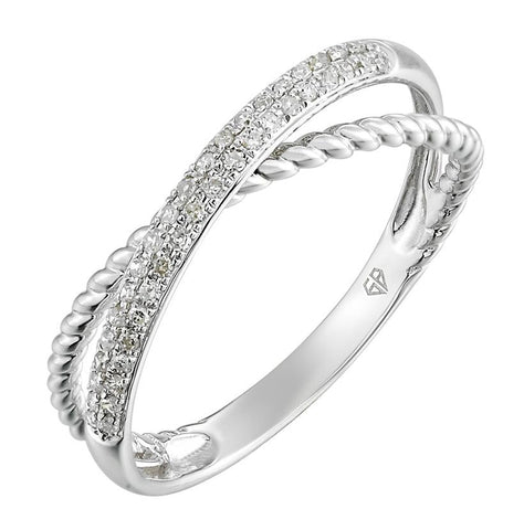 0.12 Ctw Diamond 14k White Gold Round Shape Womens Diamond Ring