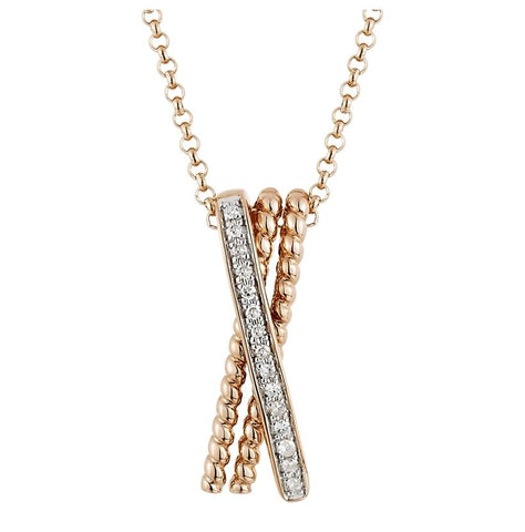 0.05 Ctw Diamond 14k Rose Gold Round Shape Womens Diamond Necklace Pendant With 16 Inch Chain