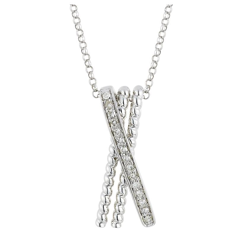 0.05 Ctw Diamond 14k White Gold Womens Diamond Necklace Pendant With 16 Inch Chain