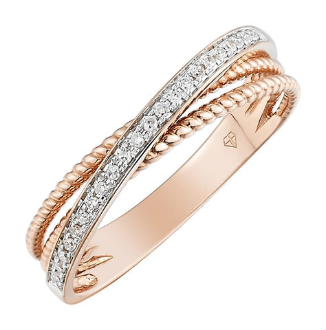 0.07 Ctw Diamond 14k Rose Gold Round Shape Womens Diamond Ring