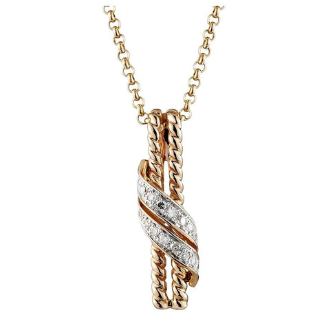 0.05 Ctw Diamond 14k Rose Gold Round Shape Womens Diamond Necklace Pendant With 16 Inch Chain