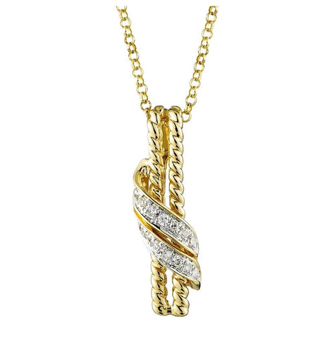 0.05 Ctw Diamond 14k Yellow Gold Round Shape Womens Diamond Necklace Pendant With 16 Inch Chain