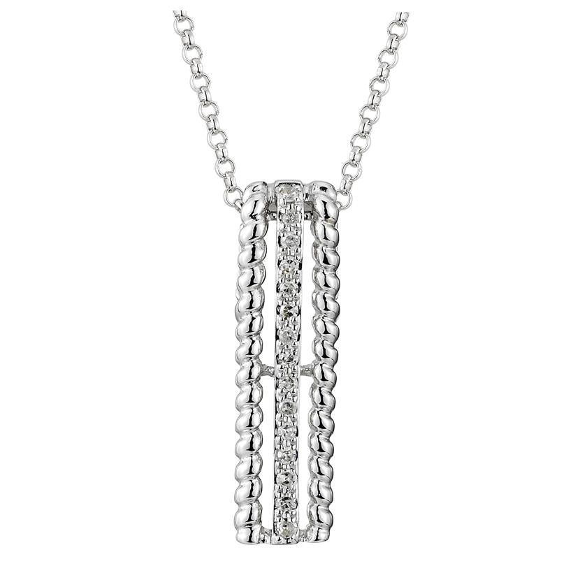 0.05 Ctw Diamond 14k White Gold Round Shape Womens Diamond Necklace Pendant With 16 Inch Chain