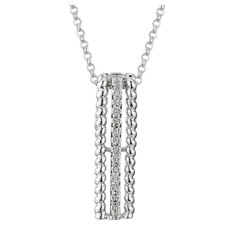 0.05 Ctw Diamond 14k White Gold Round Shape Womens Diamond Necklace Pendant With 16 Inch Chain