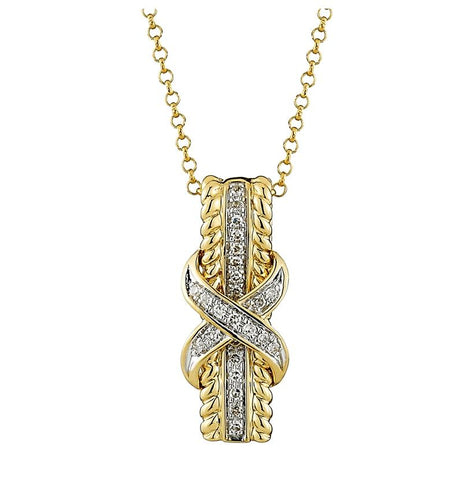 0.06 Ctw Diamond 14k Yellow Gold Round Shape Womens Diamond Necklace Pendant With 16 Inch Chain