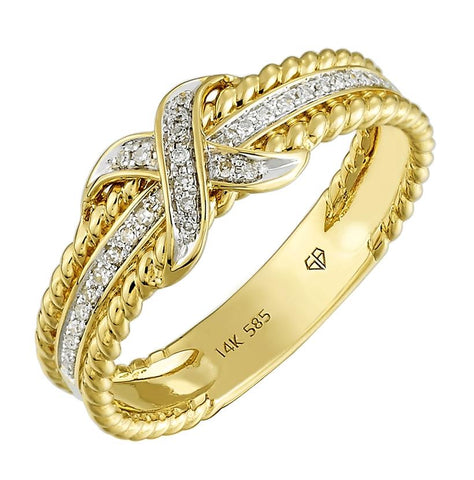 0.08 Ctw Diamond 14k Yellow Gold Round Shape Womens Diamond Ring