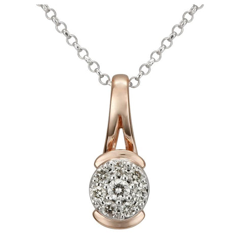 0.11 Ctw Diamond 14k Rose Gold Round Shape Womens Diamond Necklace Pendant With 16 Inch Chain